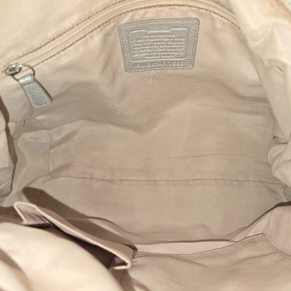 Coach F17566 Alexandra Ivory & Gray Pebble Grain Leather Shoulder Tote Bag - Picture 14 of 16